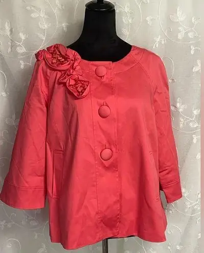 Madison Peacoat Short Style Blazer Jacket Watermelon Coral 3/4 Sleeve Sz L NEW Pink Size L
