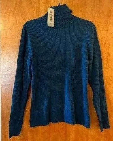  Capri Turtleneck Aviator Blue Top Silk Rayon Blend NWT Chicos Size 2