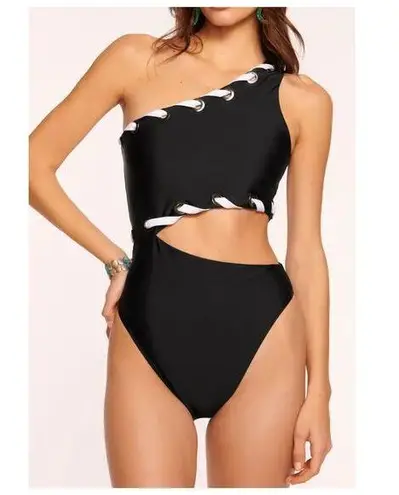 Ramy Brook NWT Verdie Lace-Up One-Shoulder One-Piece Swimsuit Size Large