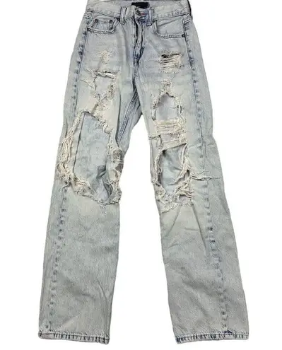 Aeropostale  90’s Baggy Distressed Light Wash High Rise Jeans Size 00 Blue