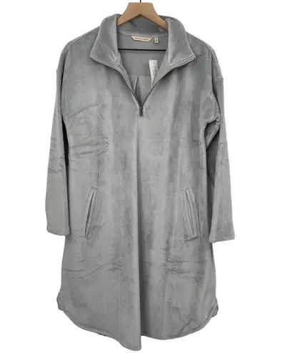 Soft Surroundings Auberon Mini Dress Coziest Zip Up Tunic Pullover Silver NEW S