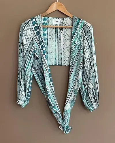 NWT ZHU Ulma Wrap Top Wide Leg Pants Set Blue XS