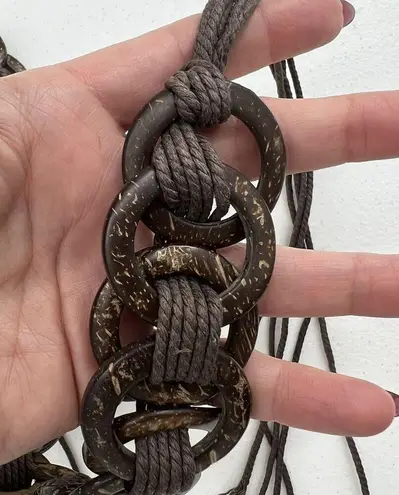 Vintage 90’s Brown Coconut Shell Tie Wrap Around Women's Belt Brown Y2K