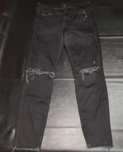 Mother Womens Black The Looker Ankle Fray Distressed Jeans 29 Butt Rip