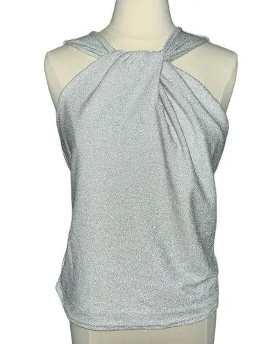 Ro & De  silver shimmer metallic sleeveless twist front top sz Medium