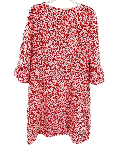 Draper James  Coral Floral 3/4 Bell Sleeve Roslyn A Line Dress Size 12 Brunch