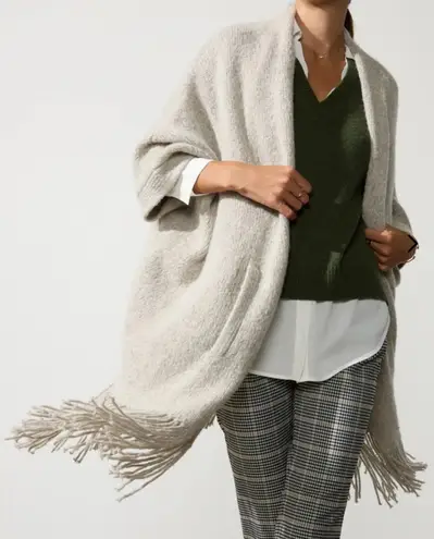 Brochu Walker Womens Cashmere Wool Cardigan Sz M Fringe Oversized Cozy Soft