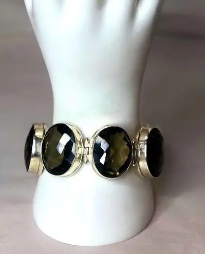 Ross Simons Sterling Silver Oval Faceted Smoky Topaz Toggle Bracelet