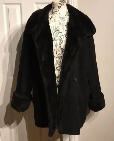 Gallery Faux Fur Collar Trim Pea Coat