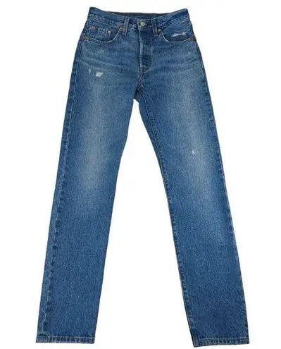 Levi's  Premium 501 Distressed Jeans Button Fly Women's Size 24 Medium Wash