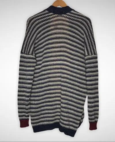 Handmade Open front hand knitted cardigan sweater drop shoulder horizontal stripes