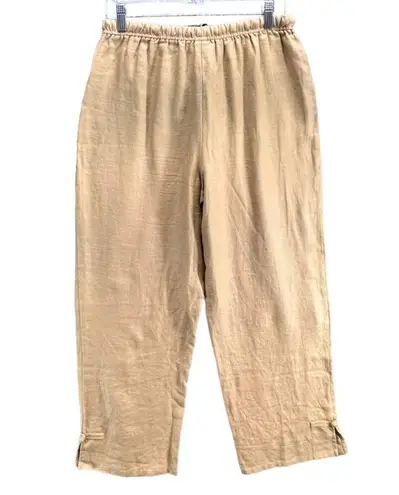 J Jill Pants Womens M Golden Brown Linen Pull On Stretch Lagenlook Soft Girl Size M