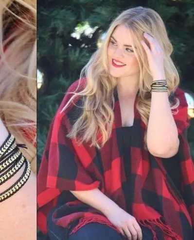 Ronnie M Golden Midnight Black Leather Gold Chain Adjustable Wrap Bracelet