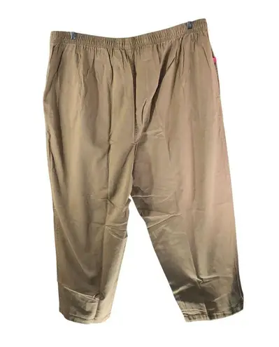 Woman Within Jeans Elastic Waist Pull On Classic Fit Tapered Leg Beige 30W