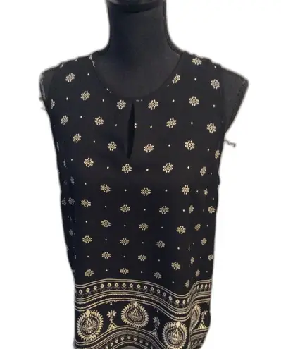 Violet+Claire  Large L Sleeveless Print Top Black White