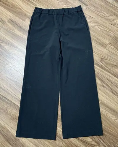Lands End Sz 8P 8 P Pants Mid Rise Wide Leg Black Elastic Waist Pull On Women’s