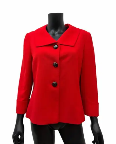 Alex Marie Red Blazer Jacket Women's 10 Career Dressy 3/4 Sleeve Holiday