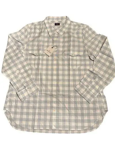 UNTUCKit Women's Santa Marzi Button down Shirt blue white check Size 18 NWT