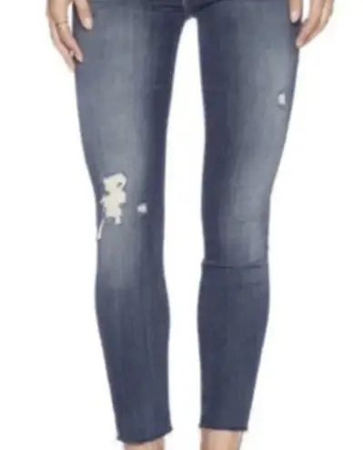 Mother The Looker Ankle Fray Alley Cat Dark Wash Distress Denim Skinny Jeans 29