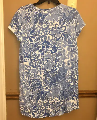 Ralph Lauren Lauren  Floral Pocket Short Sleeve Dress Blue White Medium