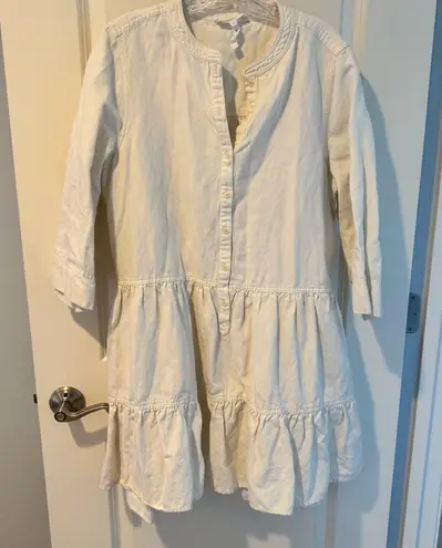 Apiece Apart Maurino Drop Waist White Collared Mini Dress | L