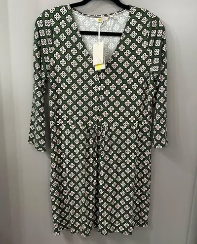 NWT Boden Sabina Jersey Tunic Dress Broad Bean, Bud Tile Size 10 Green Geometric
