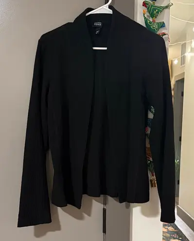 Eileen Fisher  Blazer Jacket Medium Black Viscose Blend Waffle Knit Open Front - Image 1