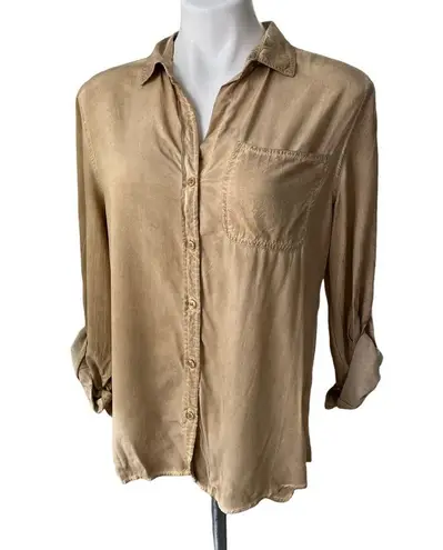 Velvet Heart NWT,  Tan Washed Out Button Up Long Sleeve Shirt