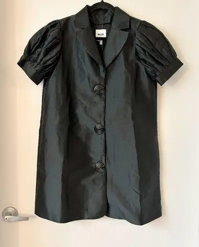 Moschino Women's Vintage Black Puff Sleeve Button Up Blazer Dress Size 8