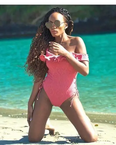 NWT PINK LACE ONE PIECE MULTIWAY SWIMSUIT BODYSUIT