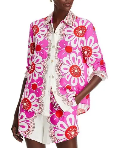 Farm Rio Floral-print linen-blend shirt Small