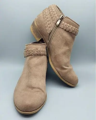 Life Stride Size 8.5M Side Zip Ankle Boots Block Heel Booties Brown Memory Foam