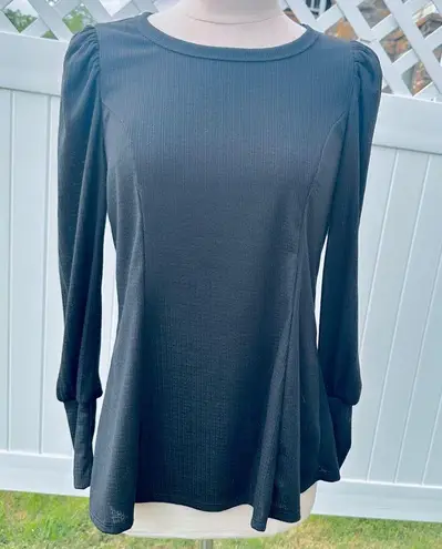 Status by Chenault Black Knit Puffed Sleeve Pullover