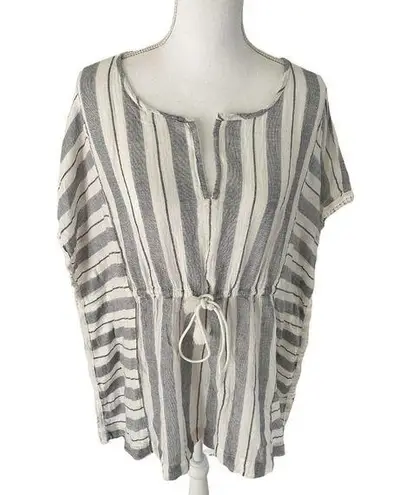 Dylan Striped Relaxed Fit Popover Lagenlook Batwing Knit Top Womens Size XS