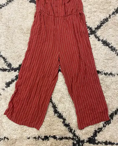 Torrid Brick Red Stripe Challis Wide Leg Jumpsuit