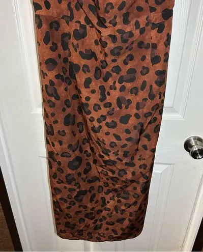 Zapelle Brown/Black Animal Print Short Sleeve Aline Midi Dress size 1X
