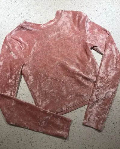 H&M Pink Velvet Long Sleeve Crop Top