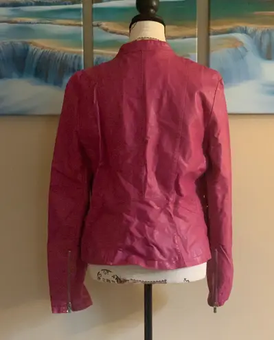 Black Rivet Faux Leather Pink Jacket