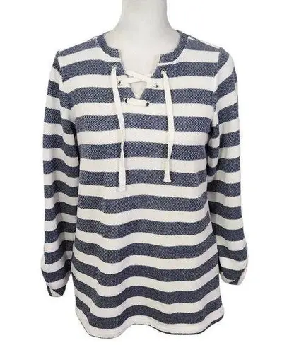 D&Co. Navy and White Striped Knit Top Size XXS Preppy Navy Stripe Top Blue