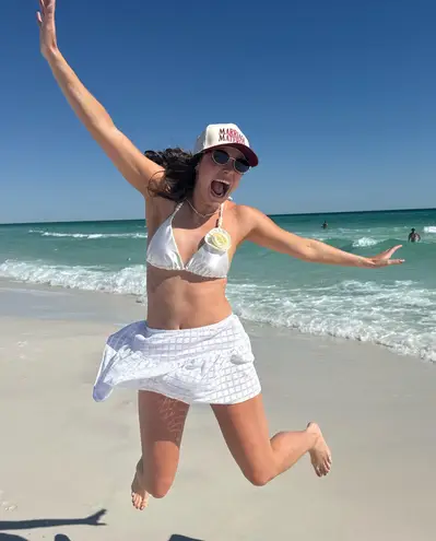 Pearl White 3D Floral Bikini Set