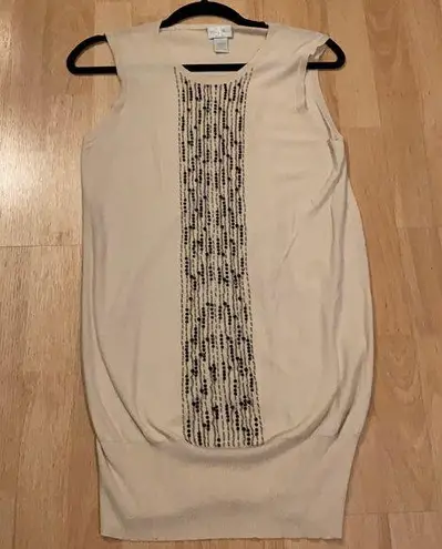 Tracy Reese Cream Beaded Studded Vest/Dress L