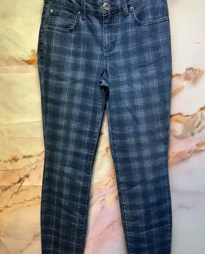 Blue Skinny Jeans with Plaid Pattern Size 0