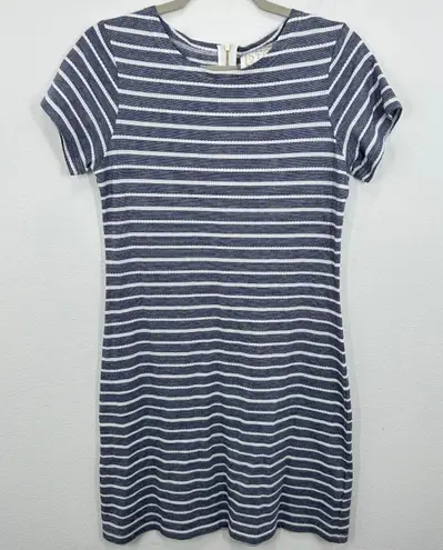 Sail To Sable Women's Striped Dress Short Sleeve Blue White Casual Medium