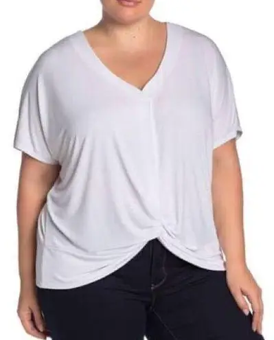 Eloquii white short sleeve twist front casual top