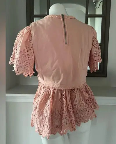 Sea New York Vienne Eyelet Asymmetric Hem Top, Peach Size M New w/o Tag $280