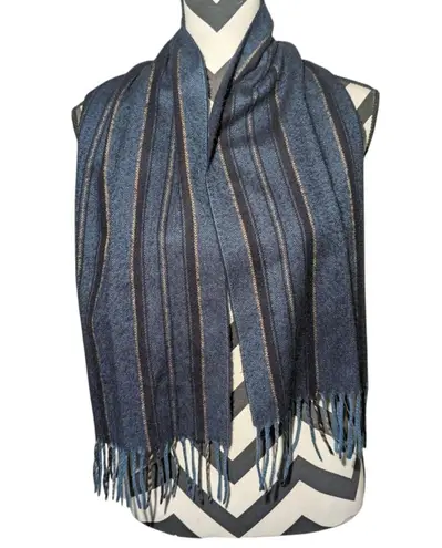 Dior Christian MONSIEUR Blue Striped Cashmaire Acrylic Scarf