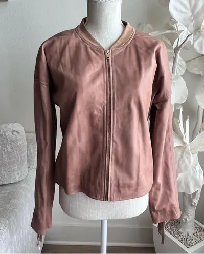 Sundance Fringe Leather Long Sleeve Brown Jacket Size 10