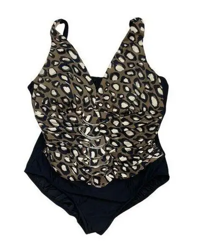 *INC International Concepts Swimsuit Womens 22W Black Beige 1 Piece Beach Resort