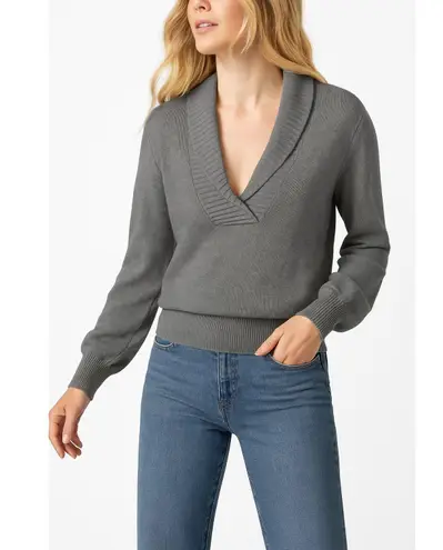 Lilla P Sweater Womens XS Gray Cotton Cashmere Shawl Collar Pullover Long Sleeve