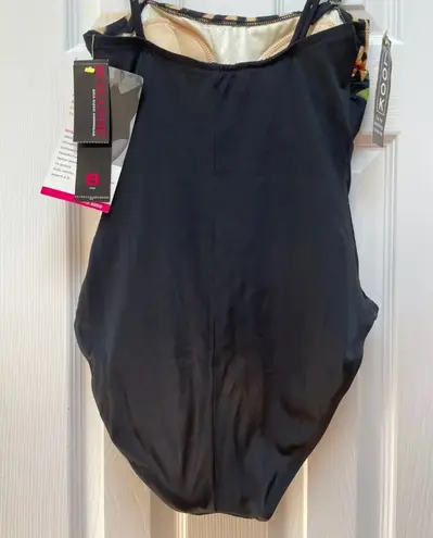 NEW WOMEN'S ROXANNE ONE PIECE BLACK/RED/BONE/GREEN LINED FRONT SWIMSUITE Black Size 14